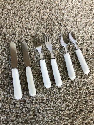 American Girl Molly Silverware Ceramic Handle Fork Knife Spoon Set (x2 each) 2