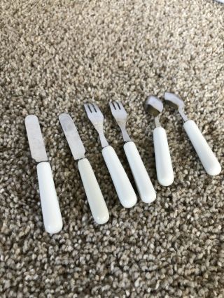 American Girl Molly Silverware Ceramic Handle Fork Knife Spoon Set (x2 each) 3