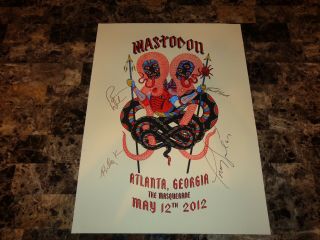 Mastodon Rare Band Signed Gig Show Poster Lithograph Masquerade Atlanta Ga 2012