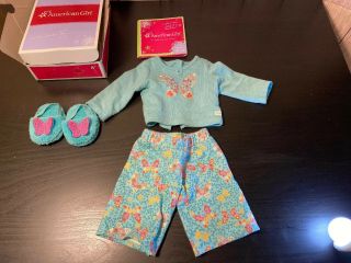 My American Girl Butterfly Garden Pjs Pajamas Slippers,  Box - Ag For 18 " Dolls