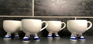 4 Vintage Carlton Ware Walking Tea Cup England Blue Mary Janes