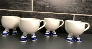 4 Vintage Carlton Ware Walking Tea Cup England Blue Mary Janes 3