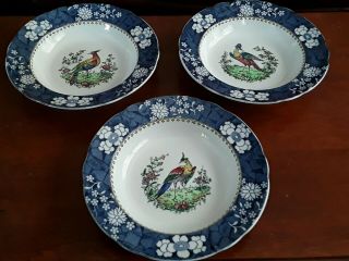 Set Of 3 Copeland Spode Pheasant 2 - 6657 9 In Bowls 637556