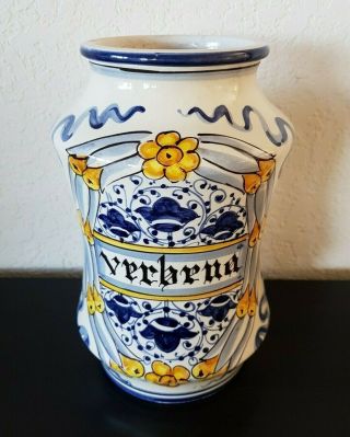 Vtg Deruta Abbiamo Tutto Italy Art Pottery Pharmacy Apothecary Jar 10 " Verbena
