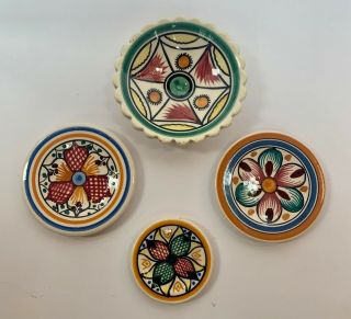 Henriot Quimper Set Of 4 Doll Dishes Butter Pats Various Sizes C.  1935