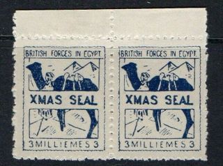 Egypt 1934 - British Forces 3 Milliemes Xmas Seal 6th Issue Pair