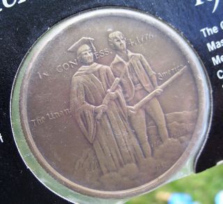 Official Massachusetts American Revolution Bicentennial Medal Antique Bronze