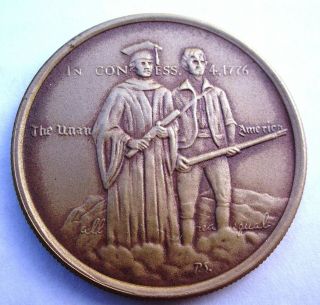 Official MASSACHUSETTS American Revolution BICENTENNIAL Medal ANTIQUE BRONZE 2