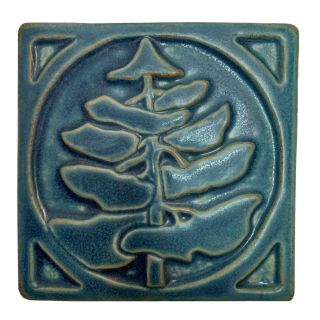 Vintage Pewabic Pottery Detroit Green Tile Northern White Pine Tree Of Michigan