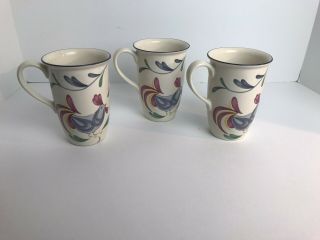 Three Lenox Poppies On Blue Rooster Accent Mug Mugs