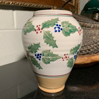 Nicholas Mosse Pottery Holly And Ivy 7 1/2 " Large Bouquet Vase Ireland