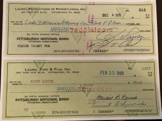 George Romero Signed Production Checks Rocky Bleier Pittsburgh Steelers