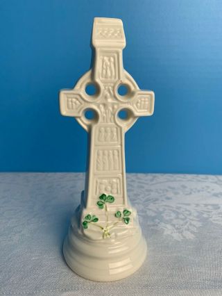 Belleek Parian China Ceramic Celtic Cross Shamrock Pattern 7 1/2 " Made / Ireland
