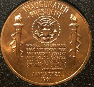 1961 John F.  Kennedy Inauguration Medal,  Proof Like Gold Plated