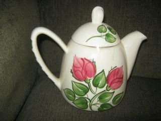 Teapot,  Six Cup Capacity,  Purinton Pottery,  Tea Rose Pattern, .