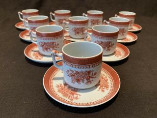 Spode Fitzhugh Red Demitasse Cup And Saucers Set Of 10 England W88