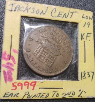 1837 Jackson Cent Token 5999