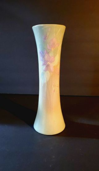 Weller Eocean Vase Art Pottery Hand Painted Floral Design Signed J.  L