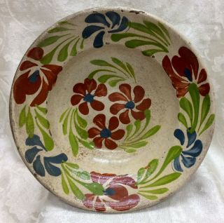 Antique French Slip Decorated Redware Plate