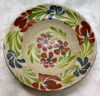 Antique French Slip Decorated Redware Plate 3