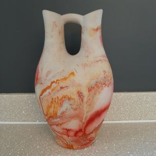 Nemadji Art Pottery Wedding Vase Mid Century Modern Marbled Swirls Usa 10 "