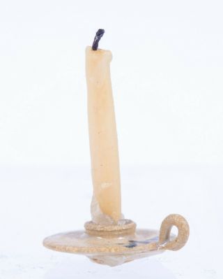 Dollhouse Miniatures Butt Hinge Pottery Phyllis Howard Candlestick w/ Candle 2