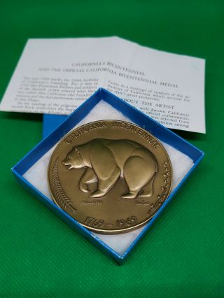 1969 California Bicentennial Medallic Art Co Ny 63 Mm Bronze Medal