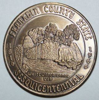1966 Franklin County Indiana Sesquicentennial Antiqued Bronze 39mm State Seal