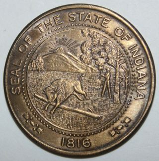 1966 FRANKLIN COUNTY INDIANA SESQUICENTENNIAL antiqued bronze 39mm state seal 2