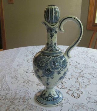 Vintage Hand Painted Delft Holland Blue And White Ceramic Decanter
