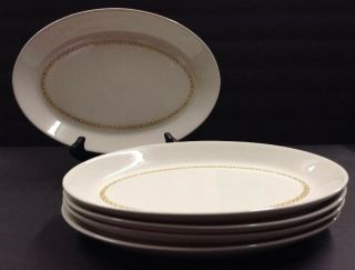 Vintage Restaurant Ware Oval Set Of 5 Dinner Platters Plate Syracuse Syralite
