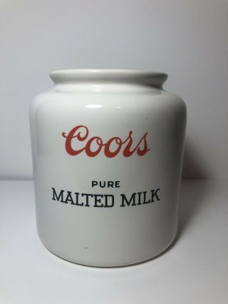 Coors Malted Milk Golden Vintage Crock Thermo Porcelain Container No Lid