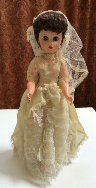 Vintage Bride Doll Earrings Wedding Dress Veil Shoes Stockings Panties 1950 