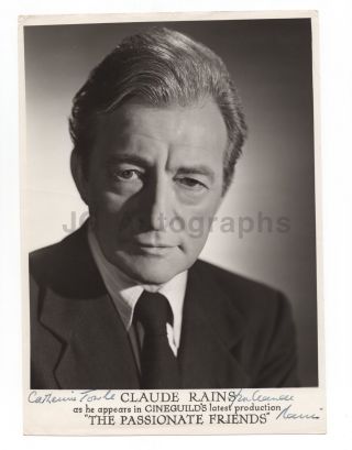 Claude Rains - British - American Film & Stage Actor - Signed 8x10 Photograph