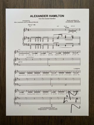 Lin - Manuel Miranda Signed Autograph Alexander Hamilton Rare Broadway Sheet Music