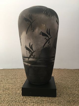Scott Lindberg Raku Ceramic Pottery Vase - Urn.  9 1/4” 2