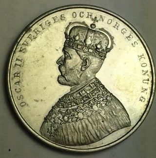 1872 - 1897 King Oscar Ii Of Sweden And Norway 25 Year Medal