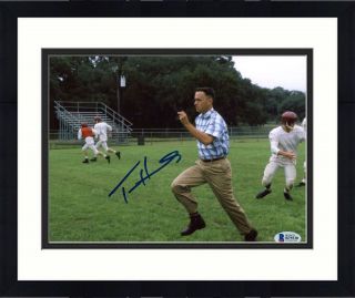 Framed Tom Hanks Signed 8 " X 10 " Forrest Gump Running On Football Field Photo