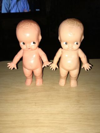 2 - Irwin Kewpie Hard Plastic Doll Moveable Arms Vintage Old Stock.  6”.
