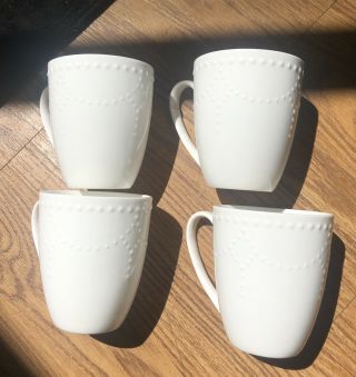 Gorham Callington Bone China Set Of 4 White Coffee Mugs