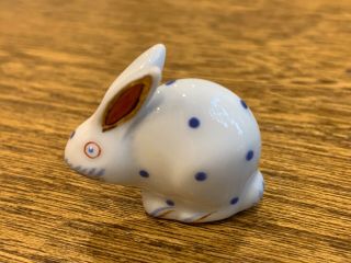 Herend Hungary Porcelain Miniature Polka Dot Bunny Rabbit -