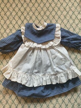 Retired American Girl Samantha Blue Checked Play Dress Pinafore 1992 Pleasant Co