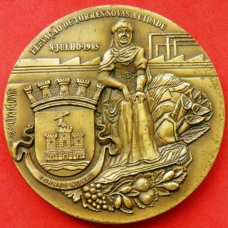 Monarchy King D.  Sancho I Torres Novas Foral Castle Big Bronze Medal By Berardo