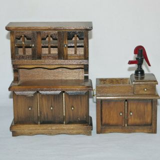 Dollhouse Miniature Kitchen Cabinet Hutch Dry Sink Pump Concord Vintage 1:12 2