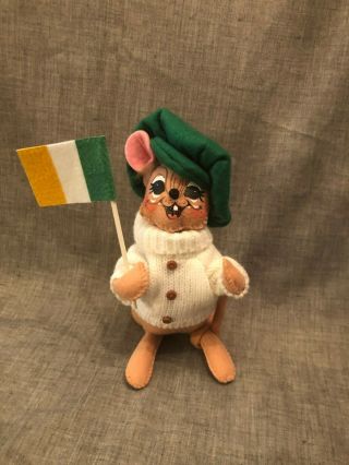 Annalee Doll 2013 Irish Mouse With Green Hat And Flag