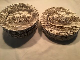 Vintage Royal Mail Staffordshire Ironstone Dishes,  7 Bread Plates & 8 Bowls