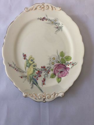 Princess Margaret Rose Cake Parakeets 10 " Cake Plate 1930 Paragon Fine China