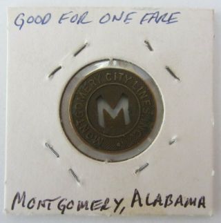 Montgomery City Alabama Lines Bus Lines Good For One Fare Transit Token Metal