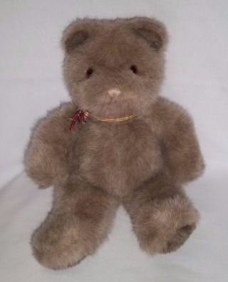 1986 Gund 13 " Plush Macintosh Bear Teddy Brown Vtg Ribbon Stuffed Animal Toy