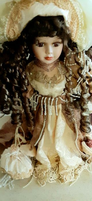 Ashley Belle Victorian 18 " Doll Collectible Green Eyes Strawberry Blonde W Stand